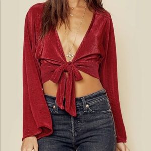 Blue Life Tie Front Top